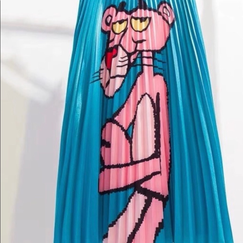 Pink Panther Pleated Midi Skirt